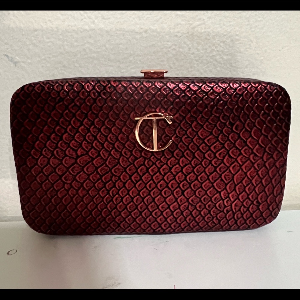 Red Faux Alligator Pattern Travel Kit / Wallet